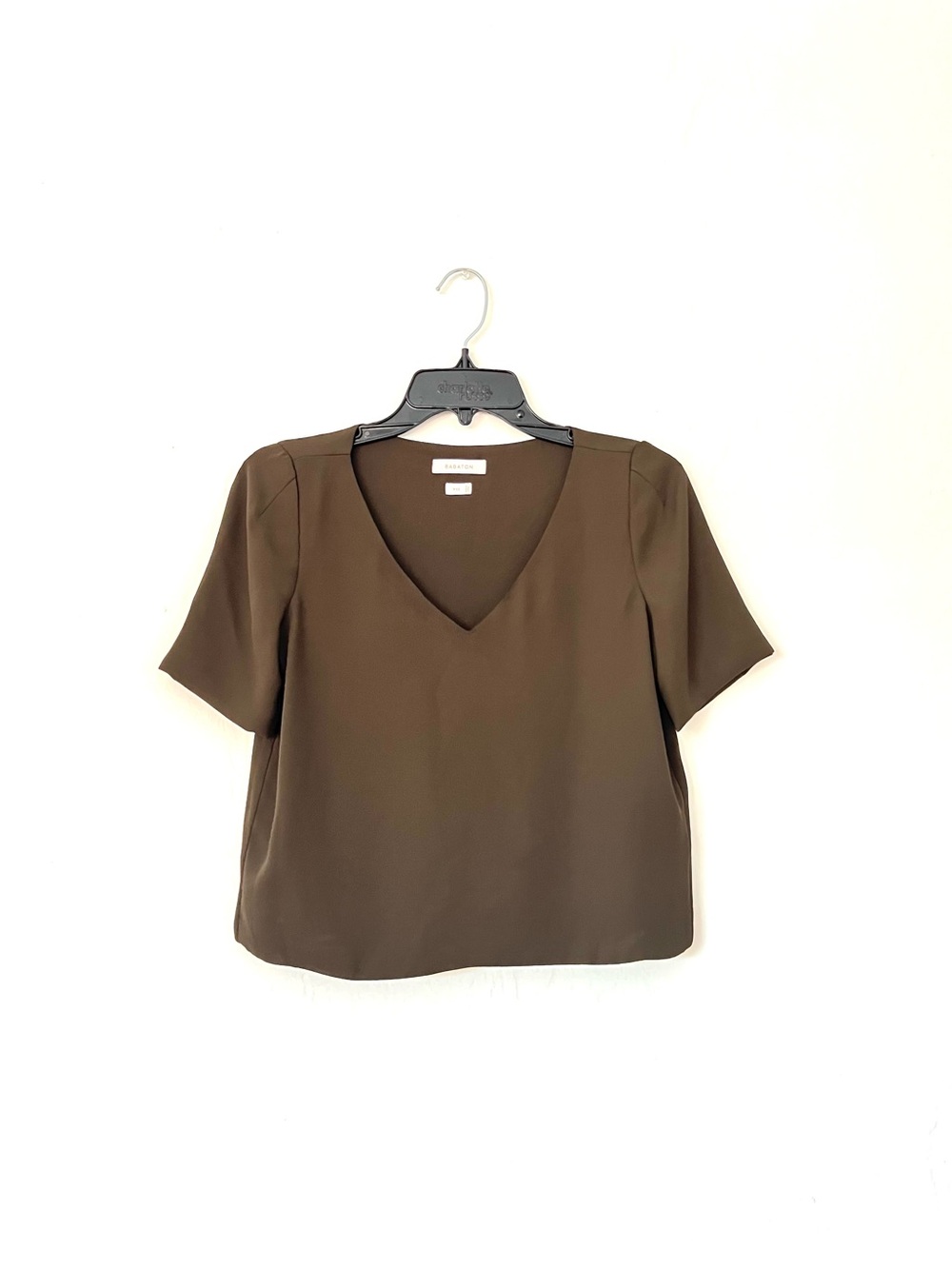 Aritzia Babaton Olive V-Neck Blouse
